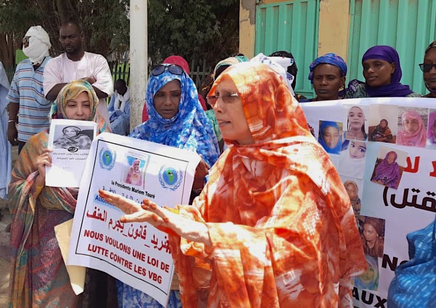 Aminetou Leading a Demonstration 