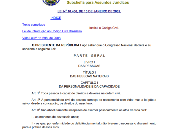 Civil Code of Brazil (document, Portuguese)