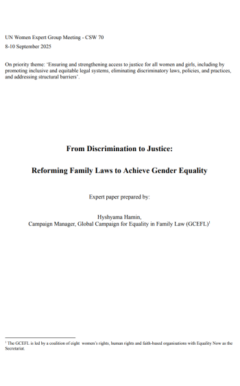 From Discrimination to Justice Reforming Family Laws to Achieve Gender Equality Expert Paper